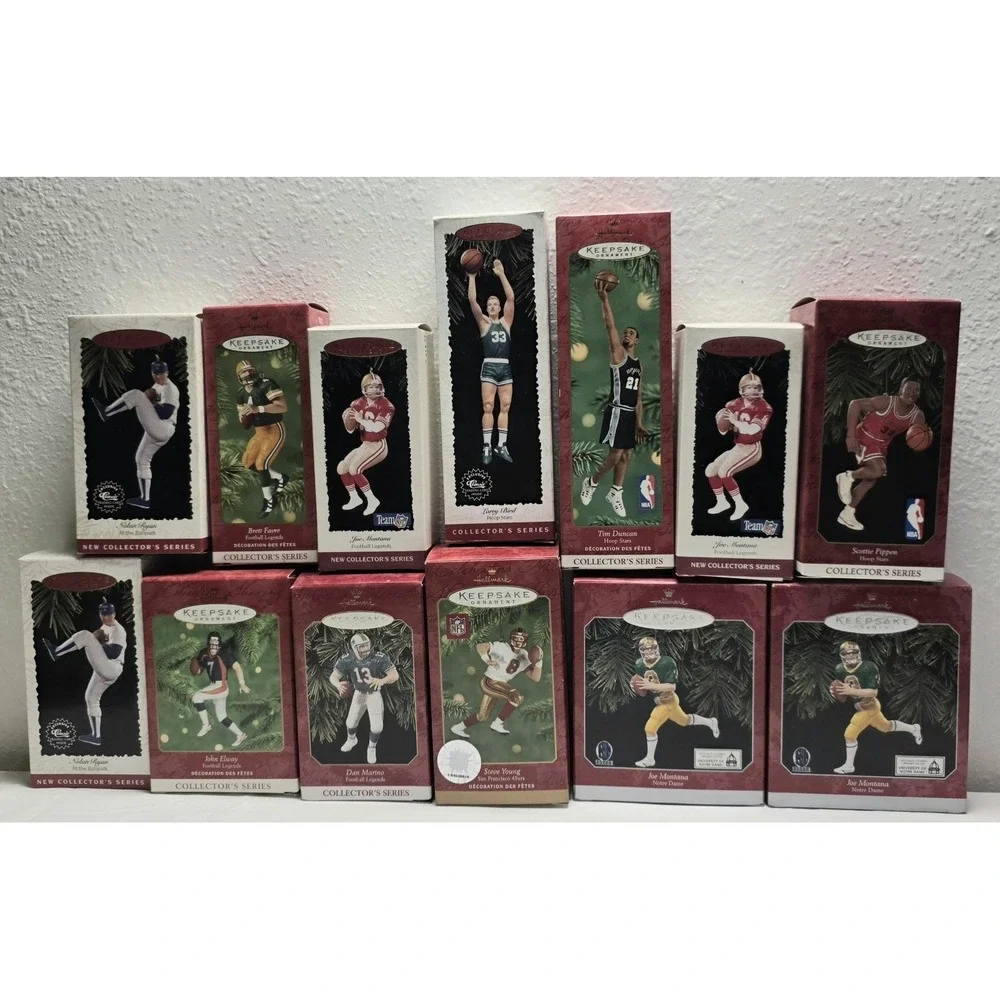 HALLMARK Keepsake Sports Ornaments NFL MLB NBA NCAAF Lot of 13